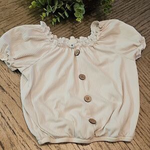 Cream Ribbed Crop Top Size 8